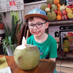William's first coconut water, he didn't like it at all :D