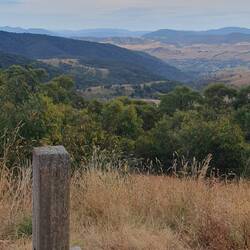 View of Mt Kosiosko far left and Omeo in the valley on right