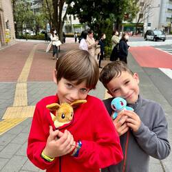 with our new Eevee and Squirtle stuffies