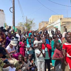 Karen surrounded by all the kids