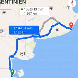 Unsere heutige Strecke. Zeitangabe gilt für PKWs.