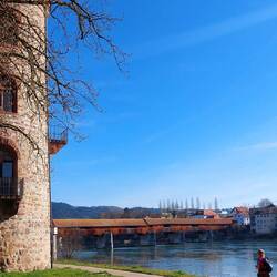 Wir starten in Bad Säckingen an der tollen Holzbrücke!