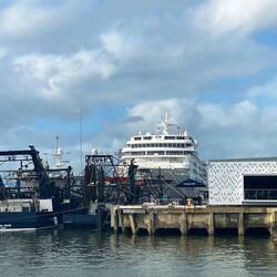 Trawlers and cruise ship in Chinamans Creek