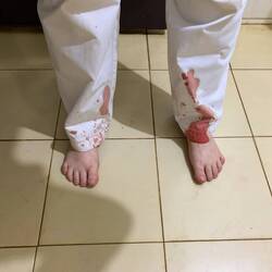 De broek heeft het niet droog gehouden