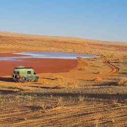 And suddenly a small lake from the last rain. Disappearing fast!