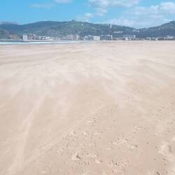 Der Sand weht über den Strand