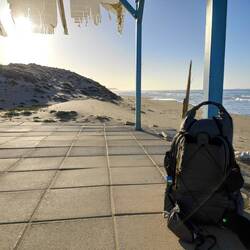 already hot in the morning with a strong cold breeze