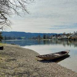 Die Jungs kommen zum grillen mit dem Nachen über den Rhein!👍