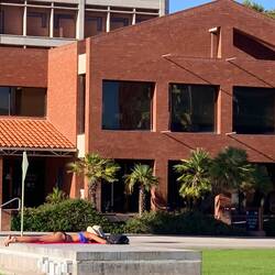 Sunbathing on campus- lots of tiny tank tops here