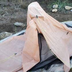 This picture is from a current PCT hiker. She writes "When you have so much frozen condensation