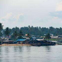 Sailing up the estuary to Abidjan, Ivory Coast.