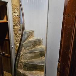 Stairs to go up to the turret to see the Pacific and Port Chalmera where the ship is