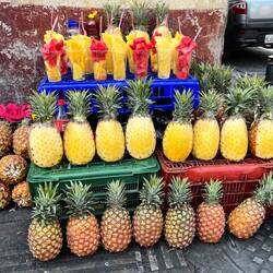 Früchtestand im Geschäftsviertel von Puebla 🍍🍉🍍