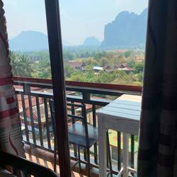 Aussicht unserer Unterkunft in Vang Vieng