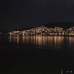 Night time in the harbor while still docked