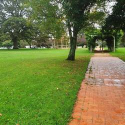 Lovely well cared for park with arch and rotundra