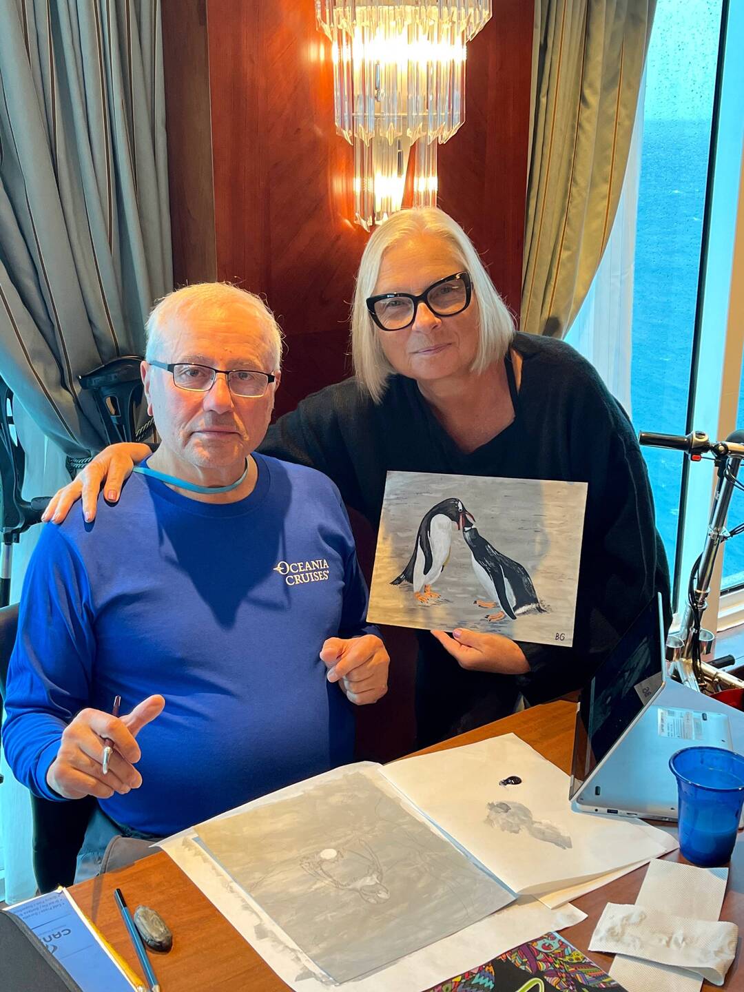 Boris and the penguin painting he gave me❤️