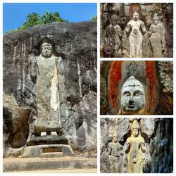 Central Colossus / Left hand group / Meditating Buddha on crown / Right hand group