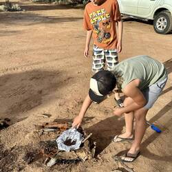 Melting some eggs on the fire, because they haven't eaten enough today 🤣