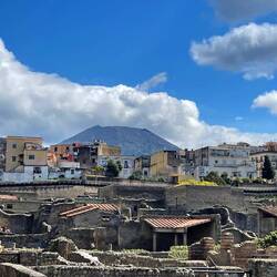 Vesuvius looming over ancient and modern-day Herculaneum
