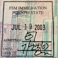 Passport stamp for Pohnpei.