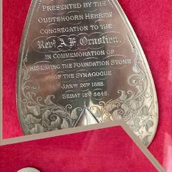 Trowl used to lay the first brick in a Temple and the customary key to the Sanctuary- nice custom