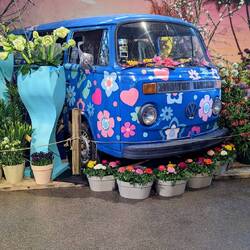 Flower Power eines Volkswagens T2