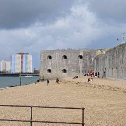And around the other side - nice beach and fortifications