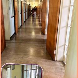 The hallway where all the individual cells of isolation were