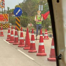 Look at the cut-out man! We see this at work zones!