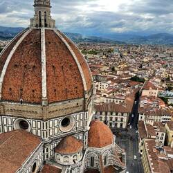 View of the Duomo cathedral from the bell tower