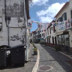 Machico, old town streets deserted on a Sunday