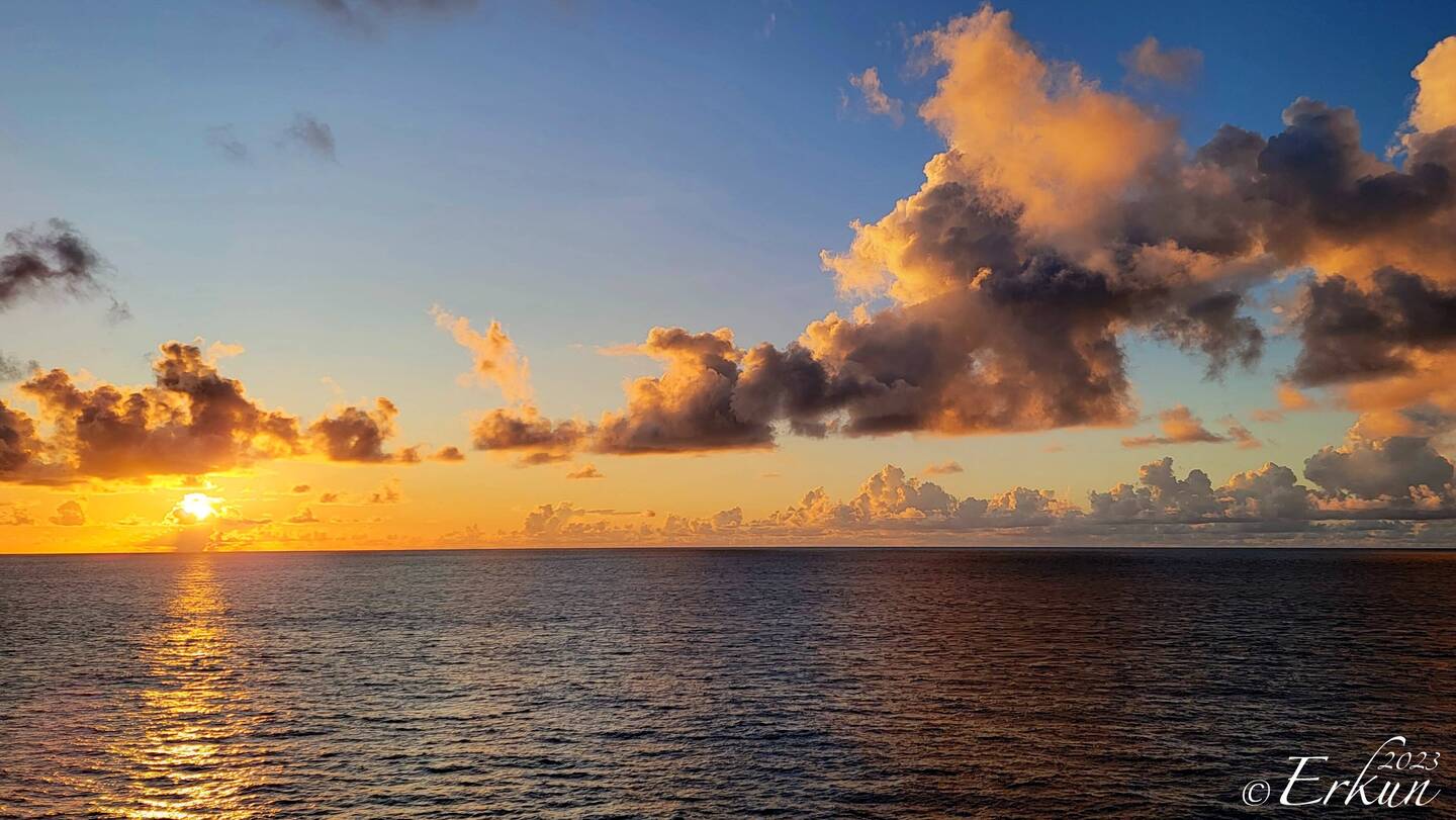 Mui captures sunrise this morning -- Aboard Insignia.