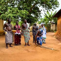 Chief and elders arriving for the welcome ceremony — Sanguera, Togo.