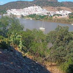 Alcoutim, Blick vom Stellplatz nach Sanluca de Guadiana (Spanien)