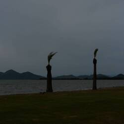 Blick im letzten Abendlicht von unserem Campingplatz aus