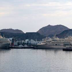 The sultan's yachts at Port Sultan Qaboos — Muscat, Oman.
