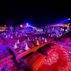 Welcome to dinner in the desert — Al Maha Luxury Resort Bedouin Camp — Dubai, UAE.