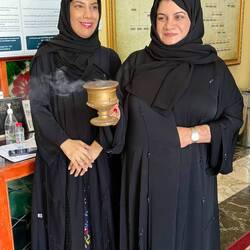 Greeters with incense at the museum