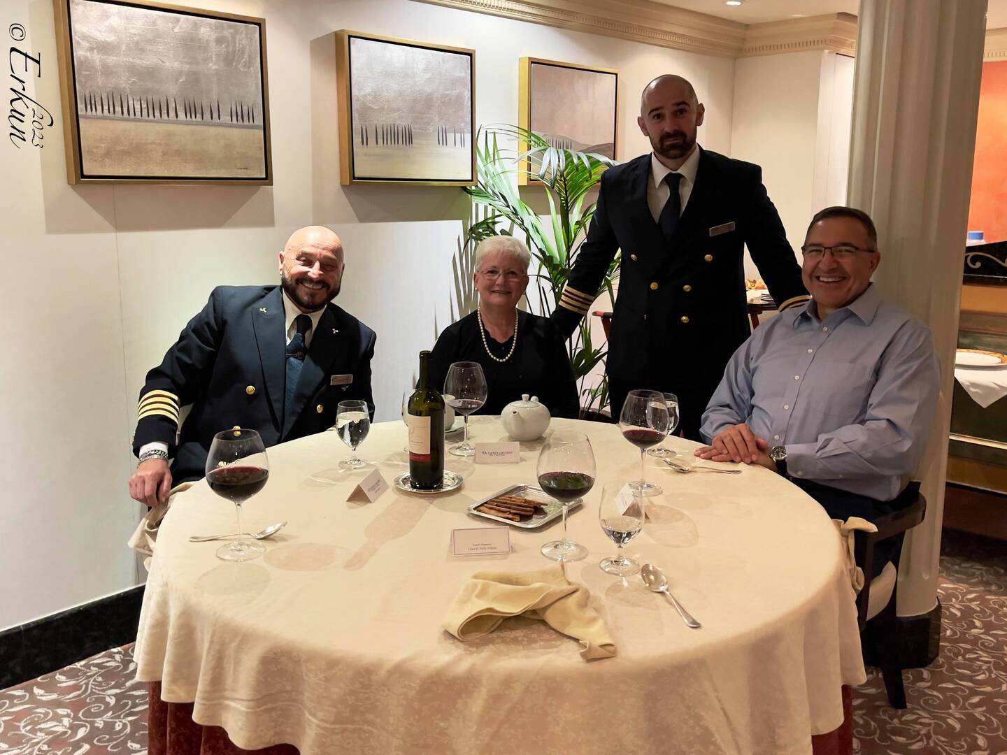 Old and new friends ... dinner in Toscana — Aboard Insignia.
