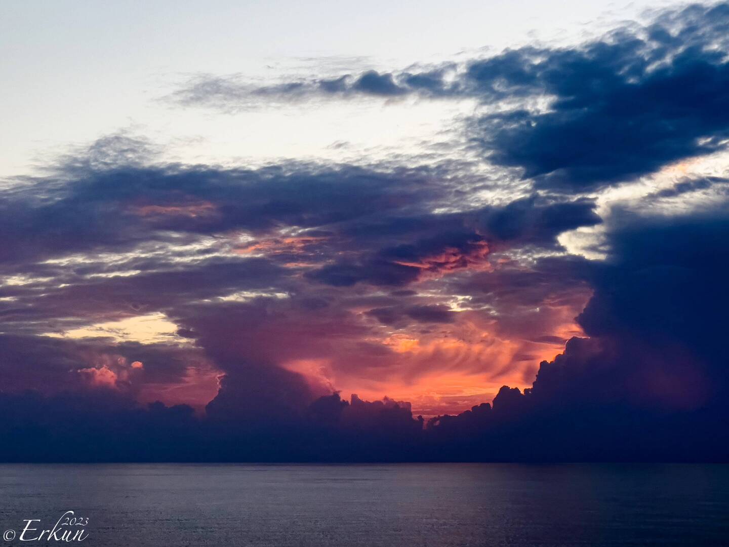Sunset as we cruise the Arabian Sea — Aboard Insignia.