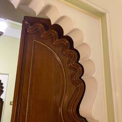 All of the doorways are amazing. The wood trim fits perfectly into the doorway arch.