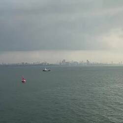 Veiled behind a curtain of smog — Mumbai, India.