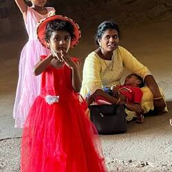 A family enjoying the caves