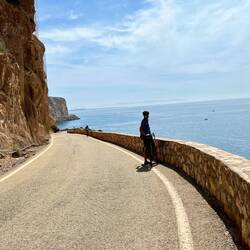 Riding on the old road to avoid the new tunnel