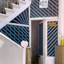 Houses in the Prortuguese hamlet in Bandra have names — Mumbai, India.