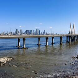 Looking across the causeway from Bandra Fort towards the Mumbai skyline.