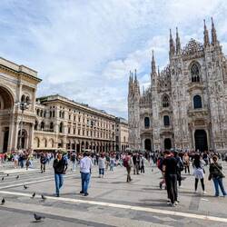 Il Duomo alongside the Victor Emanuel II Galería, taken from the main square. Incredible.