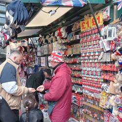 on westminster bridge selling coronation paraphernalia