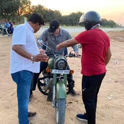 Our driver on the left, motorcycle owner on rhe right